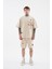 Erkek Ethnical Printed And Embroidered Soft Bej Şort 5