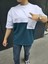 Unisex Torba Cep Detaylı Parçalı T-Shirt - Lacivert 3
