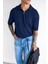 Erkek Yarım Fermuarlı Polo Yaka T-Shirt Lacivert 2
