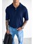 Erkek Yarım Fermuarlı Polo Yaka T-Shirt Lacivert 4
