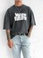 Erkek Yıkamalı Ribana Kumaş Oversize T-Shirt Siyah 1