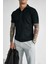 Erkek Polo Yaka Düğmeli Slim Fit T-Shirt Siyah 3