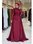 Pul Payet Saten Abiye 7064 Bordo 2