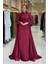 Pul Payet Saten Abiye 7064 Bordo 3