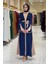Fiyonk Detaylı Abaya Elbise Takım 3955 Lacivert 1