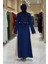 Fiyonk Detaylı Abaya Elbise Takım 3955 Lacivert 2