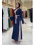 Fiyonk Detaylı Abaya Elbise Takım 3955 Lacivert 3