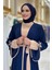 Fiyonk Detaylı Abaya Elbise Takım 3955 Lacivert 4