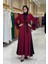 Fiyonk Detaylı Abaya Elbise Takım 3955 Bordo 1