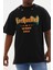 Unisex Kuşgözü Detaylı Baskılı Oversize T-Shirt - Siyah 1