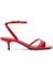Kadın Kırmızı Bilekten Bantlı Topuklu Rugan Sandalet 25SFE485916 1