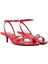 Kadın Kırmızı Bilekten Bantlı Topuklu Rugan Sandalet 25SFE485916 4