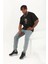 Unisex Oversize Baskılı Bisiklet Yaka T-Shirt - Siyah 3