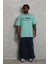 Unisex Oversize Baskılı Bisiklet Yaka T-Shirt - Mint Yeşili 2