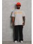 Unisex Oversize Baskılı Bisiklet Yaka T-Shirt - Gri 2