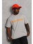 Unisex Oversize Baskılı Bisiklet Yaka T-Shirt - Gri 4