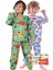 2'li Mavi Dino ve Renk Blokları Desenli Erkek Çocuk Pijama Takımı 1