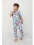 2'li Mavi Dino ve Renk Blokları Desenli Erkek Çocuk Pijama Takımı 3