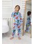 2'li Mavi Dino ve Renk Blokları Desenli Erkek Çocuk Pijama Takımı 4