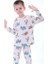 2'li Mavi Dino ve Renk Blokları Desenli Erkek Çocuk Pijama Takımı 5