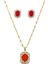 Çelik Zirkon Taş Oval Kolye-Küpe Set 2