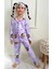 Kız Çocuk Pembe Renk Pijama Takımı. Uzun Kollu Düğmeli Pijama Takımı. Uyku Göz Bantlı Pijama Takım 2