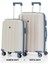 Bavul Orta ve Kabin 2li Set Kırılmaz Silikon Valiz V305 Kemik/skyblue 1