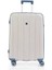 Bavul Orta ve Kabin 2li Set Kırılmaz Silikon Valiz V305 Kemik/skyblue 2