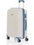 Bavul Orta ve Kabin 2li Set Kırılmaz Silikon Valiz V305 Kemik/skyblue 3