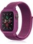 Apple Watch 38MM Hasırlı Cırtcırtlı Kasalı Kordon - Fuşya Bstmy 1