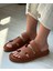 Kadın Cırt Bantlı Deri Günlük Rahat Terlik 1