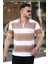 Erkek Yakalı Fermuarlı Çift Renk Kısa Kollu T-Shirt 1