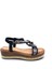 G25Y171 Dolgu Taban Espadril Detaylı Lastikli ve Taşlı Kadın Siyah Şık Spor Sandalet 2