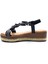G25Y171 Dolgu Taban Espadril Detaylı Lastikli ve Taşlı Kadın Siyah Şık Spor Sandalet 3