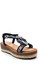 G25Y171 Dolgu Taban Espadril Detaylı Lastikli ve Taşlı Kadın Siyah Şık Spor Sandalet 4