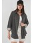 Çizgili Oversize Gömlek 20295 - Siyah 1