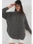 Çizgili Oversize Gömlek 20295 - Siyah 4