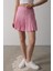 Beli Lastikli Mini Etek - Pembe 4