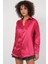 3985 Oversize Saten Gömlek - Bordo 1