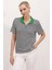 Yeşil Polo Yaka Fermuarlı Çizgili Tişört 0497 1