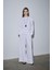 Beyaz Ole Oversize Keten Bluz 2