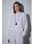 Beyaz Ole Oversize Keten Bluz 3