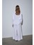 Beyaz Ole Oversize Keten Bluz 4