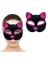 Siyah Fuşya Simli Süet Kedi Maskesi 2