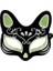 Siyah Süet Kaplama Gümüş Yeşil Simli Kedi Maskesi 1