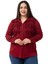 Büyük Beden Kabartmalı Kumaş Detaylı Bordo Gömlek 1