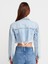 65377 Lazer Detaylı Crop Denim Ceket-Mavi 2