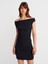91462 Bardot Mini Elbise-Siyah 1