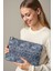 Lacivert Etnik Paisley Desenli Clutch Portföy Çanta 1