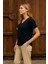 Pamuklu Regular Fit Dantel Detaylı V Yaka Bluz Bayan Bluz 25Y1201K1 3